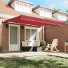 Auvent Rétractable Rouge 400 × 300 cm Polyester et Acier 515149515149