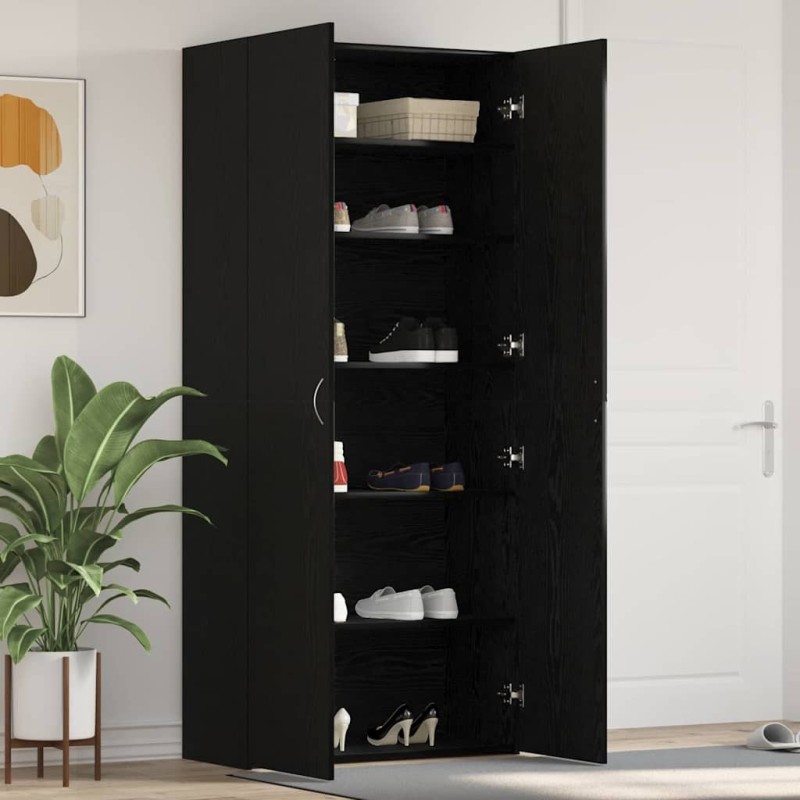 Cabinet à chaussures Noir 80 x 35.5 x 180 cm Bois d'ingénierie 515155515155
