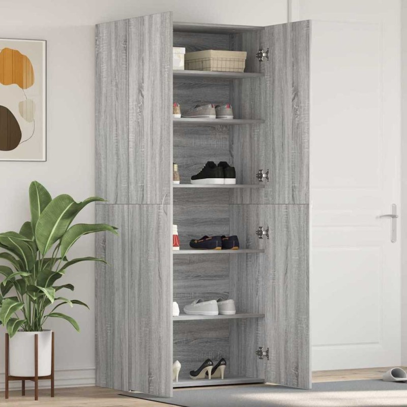 Cabinet à chaussures Gris 80 x 35.5 x 180 cm Bois d'ingénierie 515157515157
