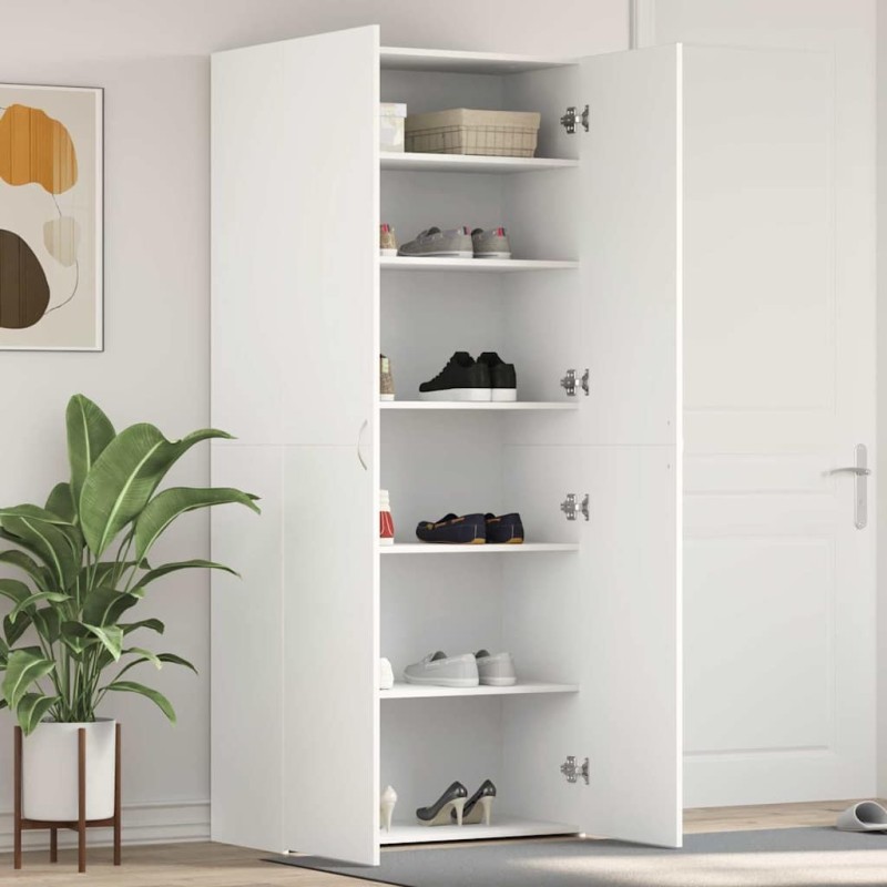 Cabinet à chaussures Blanc 80 x 35.5 x 180 cm Bois d'ingénierie 515160515160