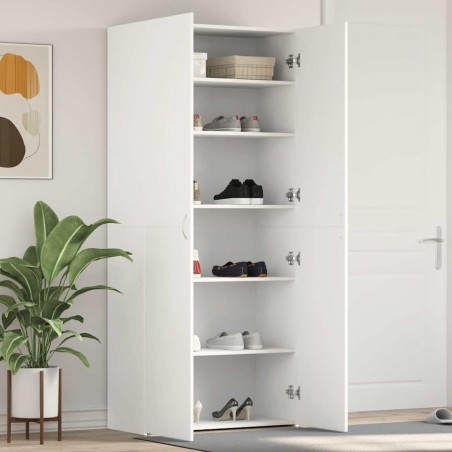 Cabinet à chaussures Blanc 80 x 35.5 x 180 cm Bois d'ingénierie 515160515160