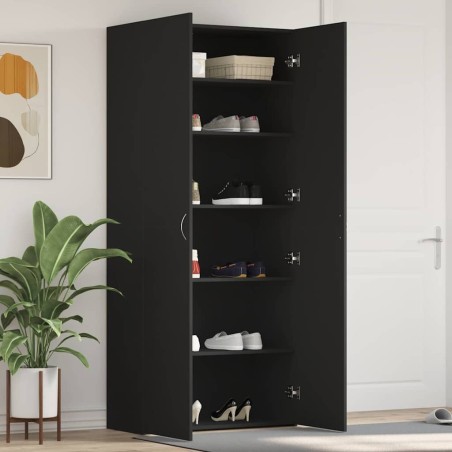 Cabinet à chaussures Noir 80 x 35.5 x 180 cm Bois d'ingénierie 515161515161