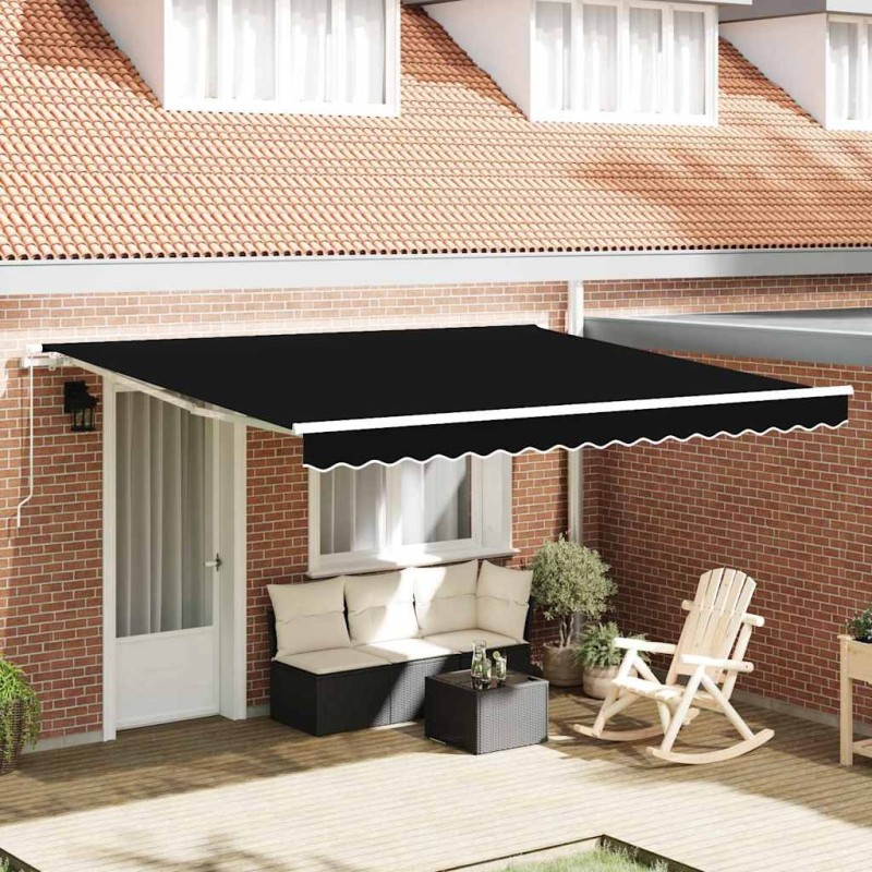 Auvent Rétractable Noir 400 × 350 cm Polyester et Aluminium 515170515170