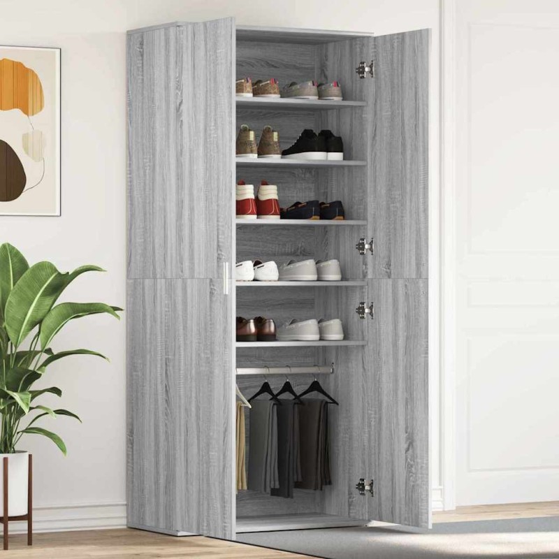 Cabinet à chaussures avec étagère Gris Sonoma 80 x 39 x 178 cm 515175515175