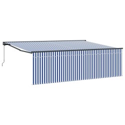 Auvent Rétractable Bleu et Blanc 400 × 300 cm 515225515225