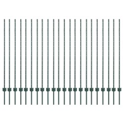 Poteau de clôture. 22 pcs Vert 180 cm Acier 515333515333
