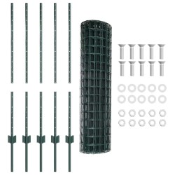 Clôture avec poteau Vert 1 x 10 m Acier et PVC 515334515334