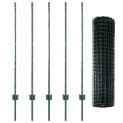 Clôture avec poteau Vert 1,2 x 10 m Acier 515340515340