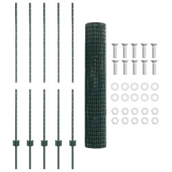 Clôture avec poteau Vert 1,4 x 10 m Acier et PVC 515341515341