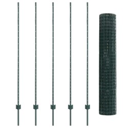 Clôture avec poteau Vert 1,6 x 10 m Acier et PVC 515343515343