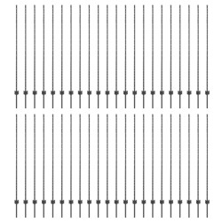 Poteau de clôture. 44 pcs Gris 200 cm Acier 515348515348
