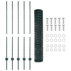 Clôture avec poteau Vert 1,4 x 10 m Acier et PVC 515352515352