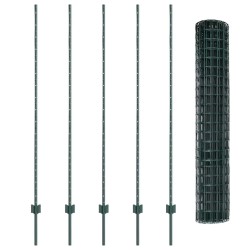 Clôture avec poteau Vert 1,5 x 10 m Acier et PVC 515362515362