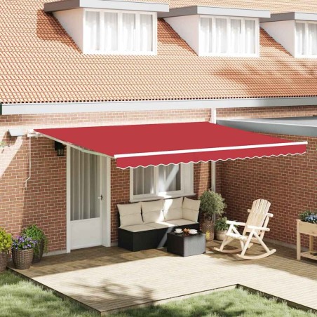 Auvent Rétractable Rouge 450 × 350 cm Tissu et acier 515393515393