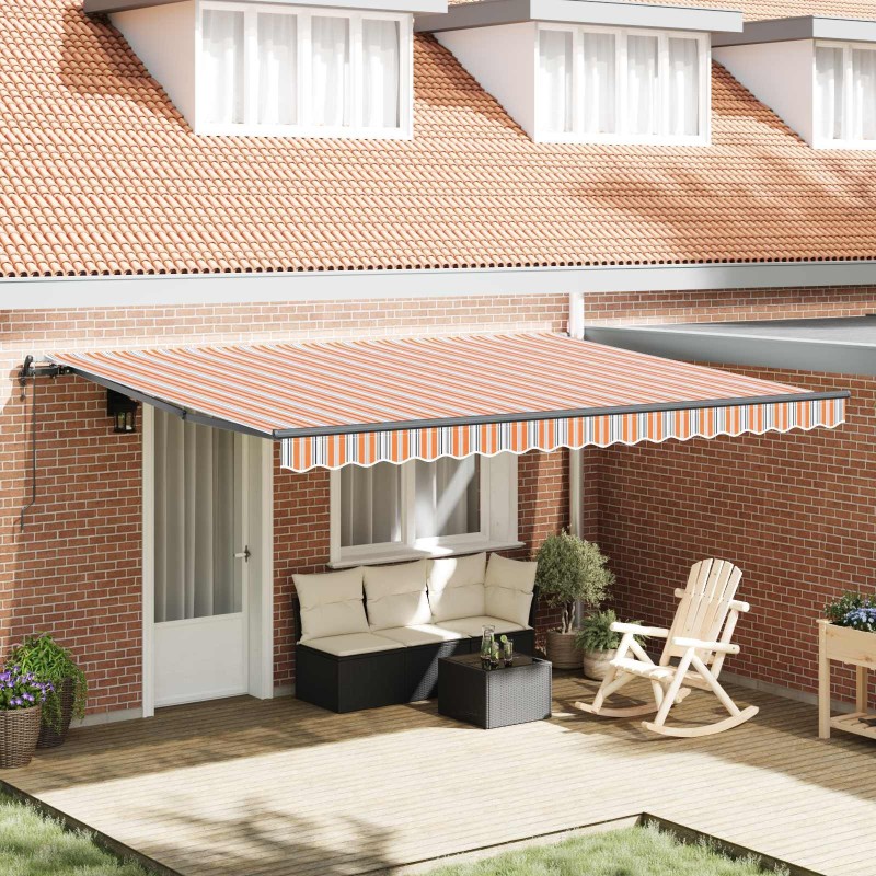 Auvent Rétractable Multicolore 450 × 300 cm Tissu et Aluminium 515421515421