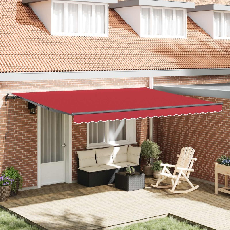 Auvent Rétractable Rouge 450 × 300 cm Tissu et Aluminium 515441515441