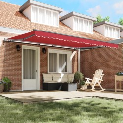 Auvent Rétractable Rouge 450 × 300 cm Tissu et Aluminium 515441515441