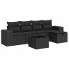 Salon de jardin 6 pcs avec coussins noir résine tressée 515472515472