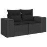 Salon de jardin 6 pcs avec coussins noir résine tressée 515472515472