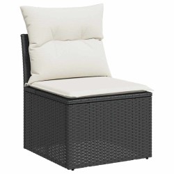 Salon de jardin 6 pcs avec coussins noir résine tressée 515473515473