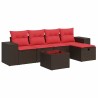 Salon de jardin avec coussins 6 pcs marron résine tressée 515474515474