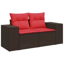 Salon de jardin avec coussins 6 pcs marron résine tressée 515474515474