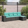 Salon de jardin 5 pcs avec coussins noir résine tressée 515477515477