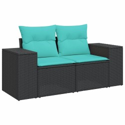 Salon de jardin 5 pcs avec coussins noir résine tressée 515477515477