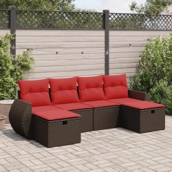Salon de jardin avec coussins 6 pcs marron résine tressée 515479515479