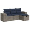 Salon de jardin 4 pcs avec coussins gris résine tressée 515481515481