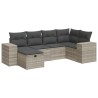 Salon de jardin 6 pcs avec coussins gris clair résine tressée 515482515482