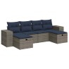 Salon de jardin 6 pcs avec coussins gris résine tressée 515483515483