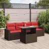 Salon de jardin avec coussins 5pcs marron résine tressée acacia 515487515487