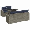 Salon de jardin avec coussins 6 pcs gris résine tressée acacia 515488515488