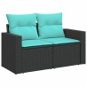 Salon de jardin 5 pcs avec coussins noir résine tressée acacia 515489515489