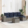Salon de jardin 6 pcs avec coussins gris résine tressée 515494515494