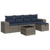 Salon de jardin 6 pcs avec coussins gris résine tressée 515494515494