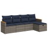 Salon de jardin 5 pcs avec coussins gris résine tressée 515499515499