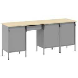 Placard de travail 4 pcs Rouge Bois d'ingénierie et acier 515507515507