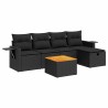 Salon de jardin 6 pcs avec coussins noir résine tressée 515509515509