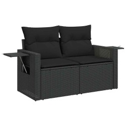 Salon de jardin 6 pcs avec coussins noir résine tressée 515509515509