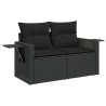 Salon de jardin 6 pcs avec coussins noir résine tressée 515509515509