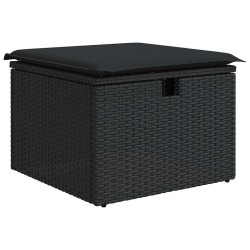Salon de jardin 6 pcs avec coussins noir résine tressée 515509515509