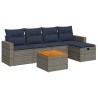 Salon de jardin 6 pcs avec coussins gris résine tressée 515513515513