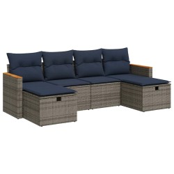 Salon de jardin 6 pcs avec coussins gris résine tressée 515515515515