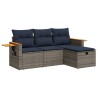 Salon de jardin 4 pcs avec coussins gris résine tressée 515517515517