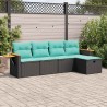 Salon de jardin 5 pcs avec coussins noir résine tressée 515518515518