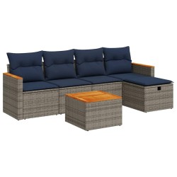 Salon de jardin 6 pcs avec coussins gris résine tressée 515520515520
