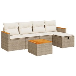 Salon de jardin avec coussins 6 pcs beige résine tressée 515521515521