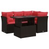 Salon de jardin avec coussins 5pcs marron résine tressée acacia 515523515523